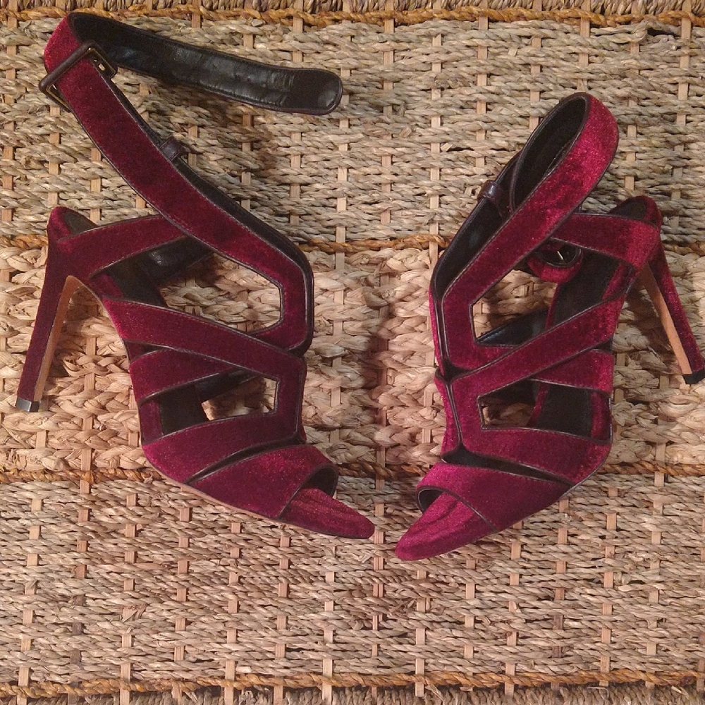 ANTONIO MELANI Deep Red Velvet Heels